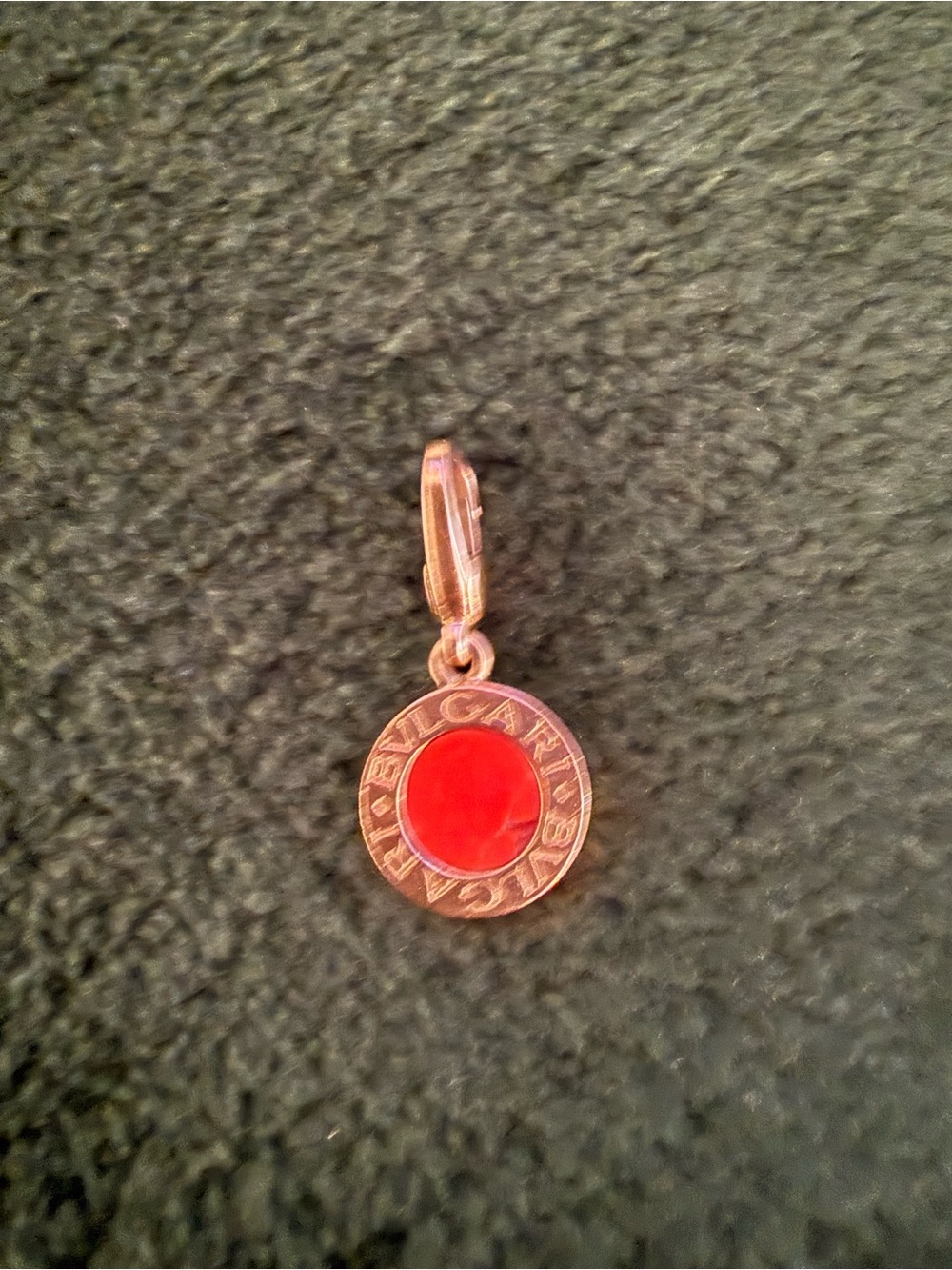 Bulgari Red Enamel Round Pendant Charm